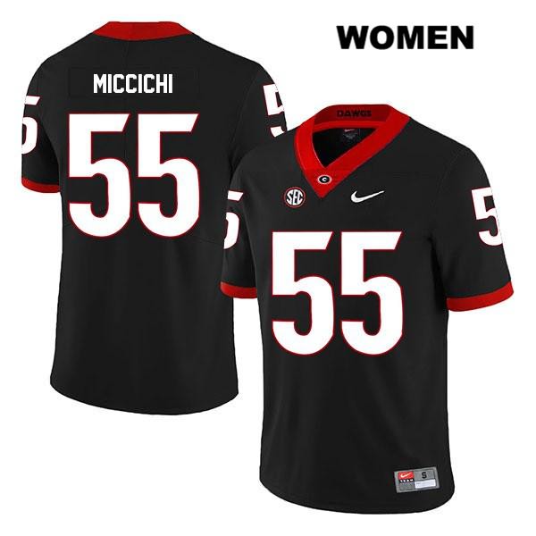 Georgia Bulldogs Women's Miles Miccichi #55 NCAA Legend Authentic Black Nike Stitched College Football Jersey TBC3656LW